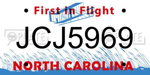 JCJ5969 North Carolina License Plate