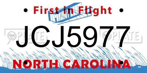 JCJ5977 North Carolina License Plate