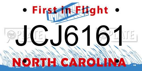 JCJ6161 North Carolina License Plate