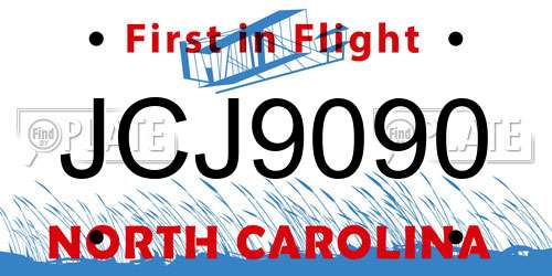 JCJ9090 North Carolina License Plate