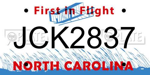 JCK2837 North Carolina License Plate