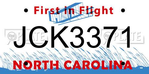 JCK3371 North Carolina License Plate