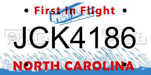 JCK4186 North Carolina License Plate