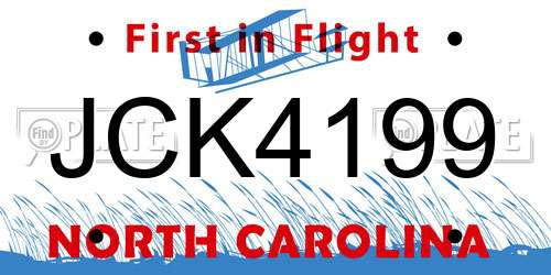 JCK4199 North Carolina License Plate