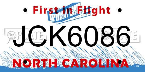 JCK6086 North Carolina License Plate