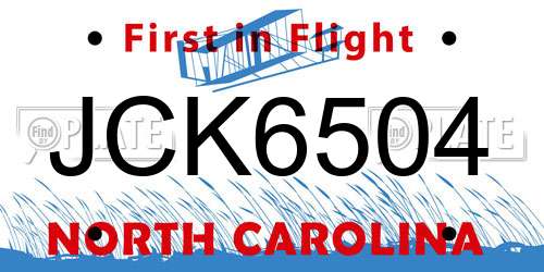 JCK6504 North Carolina License Plate