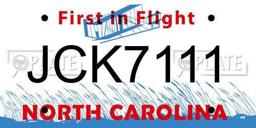 JCK7111 North Carolina License Plate