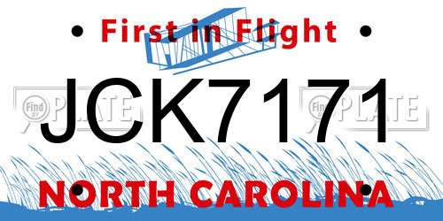 JCK7171 North Carolina License Plate