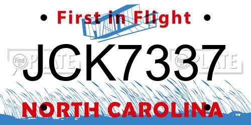 JCK7337 North Carolina License Plate
