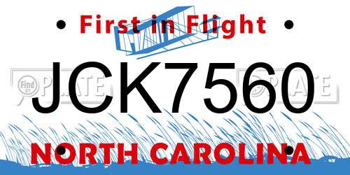 JCK7560 North Carolina License Plate