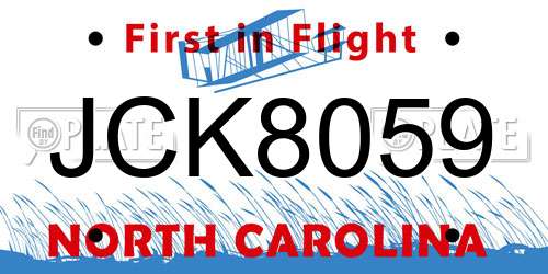 JCK8059 North Carolina License Plate