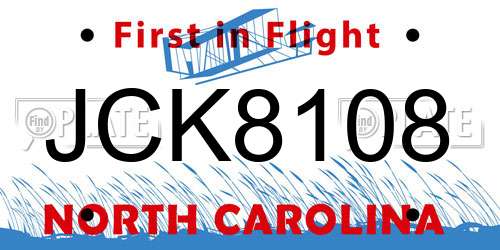 JCK8108 North Carolina License Plate