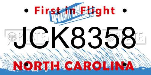 JCK8358 North Carolina License Plate