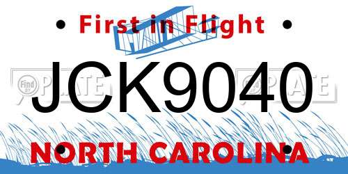 JCK9040 North Carolina License Plate