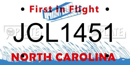 JCL1451 North Carolina License Plate