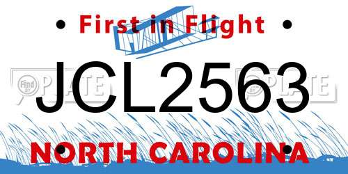 JCL2563 North Carolina License Plate