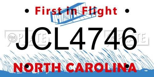 JCL4746 North Carolina License Plate