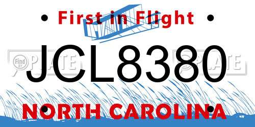 JCL8380 North Carolina License Plate