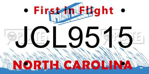 JCL9515 North Carolina License Plate