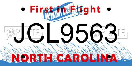 JCL9563 North Carolina License Plate
