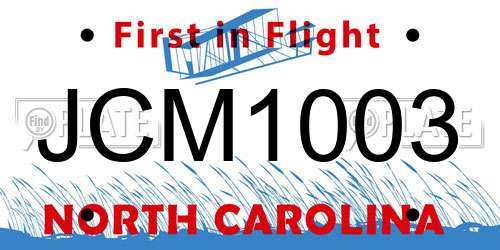 JCM1003 North Carolina License Plate