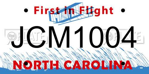 JCM1004 North Carolina License Plate