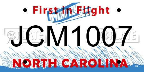 JCM1007 North Carolina License Plate