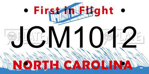 JCM1012 North Carolina License Plate