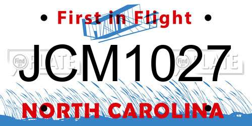 JCM1027 North Carolina License Plate
