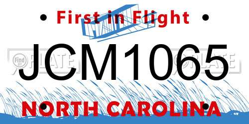 JCM1065 North Carolina License Plate