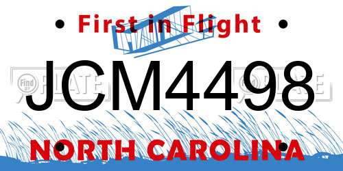 JCM4498 North Carolina License Plate