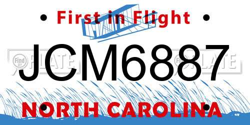 JCM6887 North Carolina License Plate