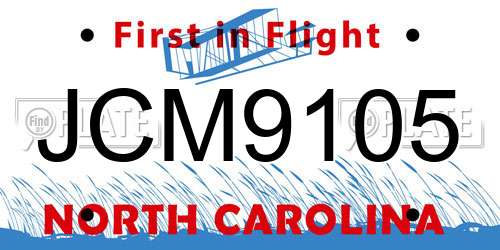 JCM9105 North Carolina License Plate