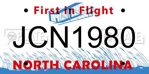 JCN1980 North Carolina License Plate