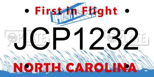 JCP1232 North Carolina License Plate