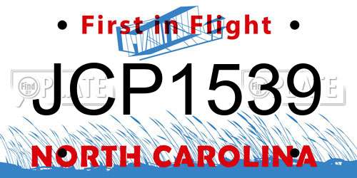 JCP1539 North Carolina License Plate