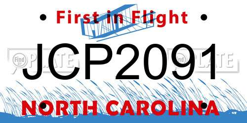 JCP2091 North Carolina License Plate