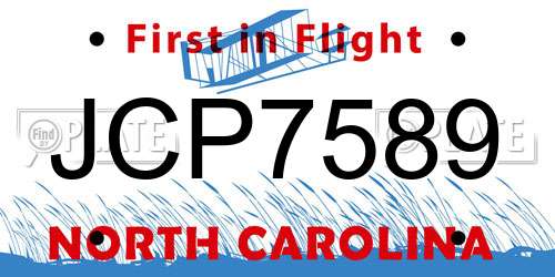 JCP7589 North Carolina License Plate