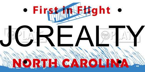 JCREALTY North Carolina License Plate