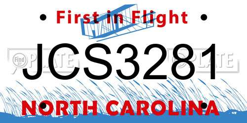JCS3281 North Carolina License Plate