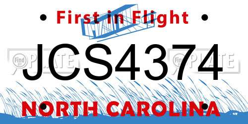 JCS4374 North Carolina License Plate