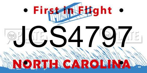 JCS4797 North Carolina License Plate