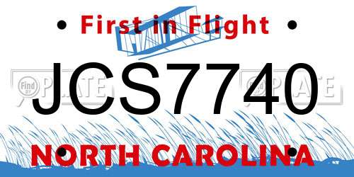 JCS7740 North Carolina License Plate