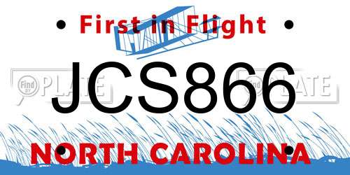 JCS866 North Carolina License Plate