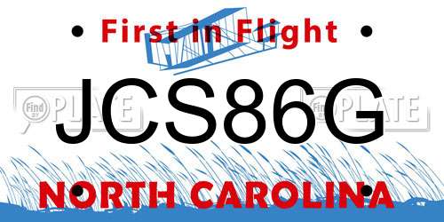 JCS86G North Carolina License Plate