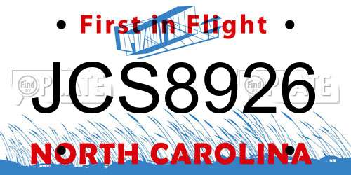 JCS8926 North Carolina License Plate
