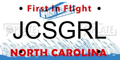 JCSGRL North Carolina License Plate