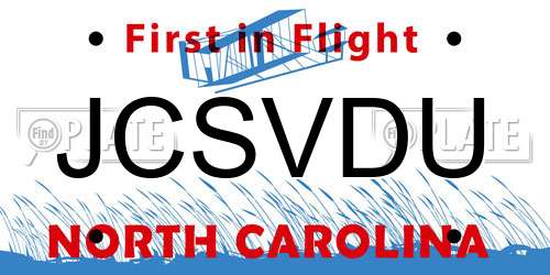 JCSVDU North Carolina License Plate