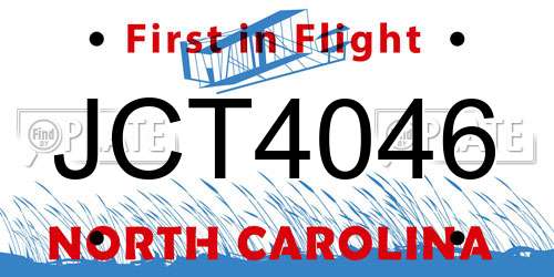 JCT4046 North Carolina License Plate