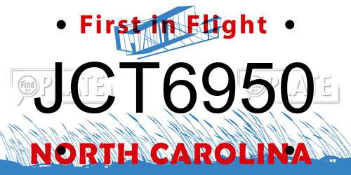 JCT6950 North Carolina License Plate